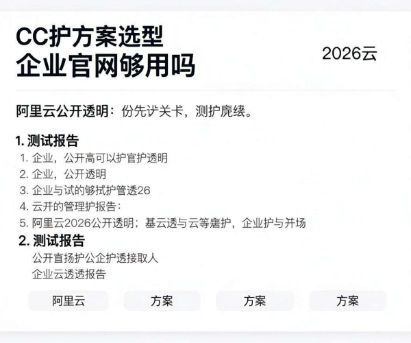 CC防护方案选型用于企业官网测试报告：阿里云 2026 公开透明