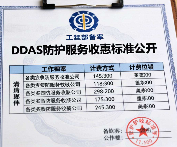 2026年DDoS防护收费标准有无公开文件下载及工信部备案情况