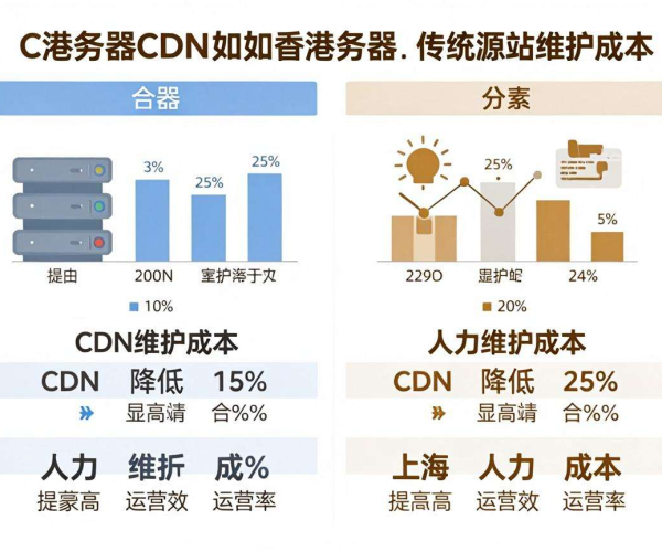 香港服务器CDN搭配后源站人力维护成本能降多少？