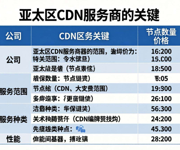 亚太地区CDN服务商对比表格：各有千秋，谁能脱颖而出？
