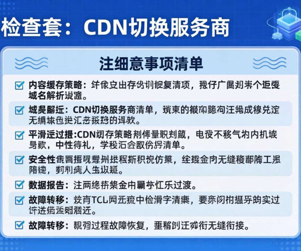 CDN切换服务商注意事项清单、检查表及2026迁移方案要点