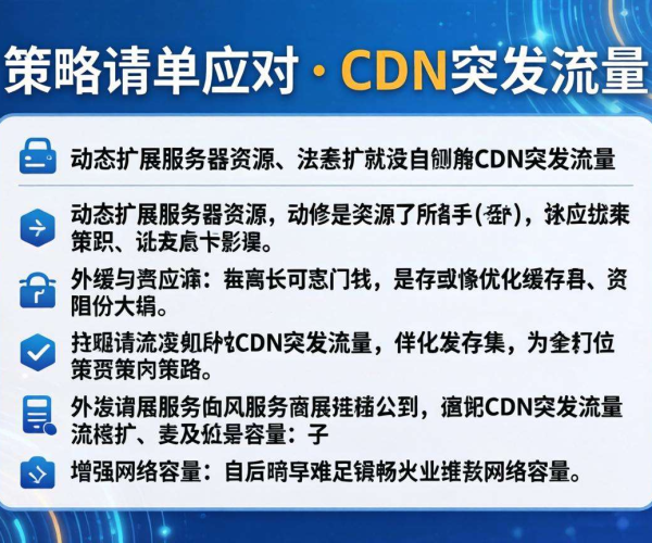 CDN突发流量应对策略清单：保障网络稳定与服务质量的秘诀