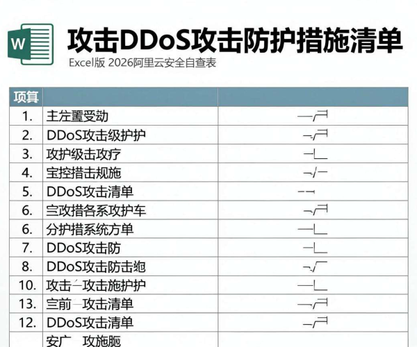 网站DDoS攻击防护措施清单自查表Excel版——阿里云安全2026