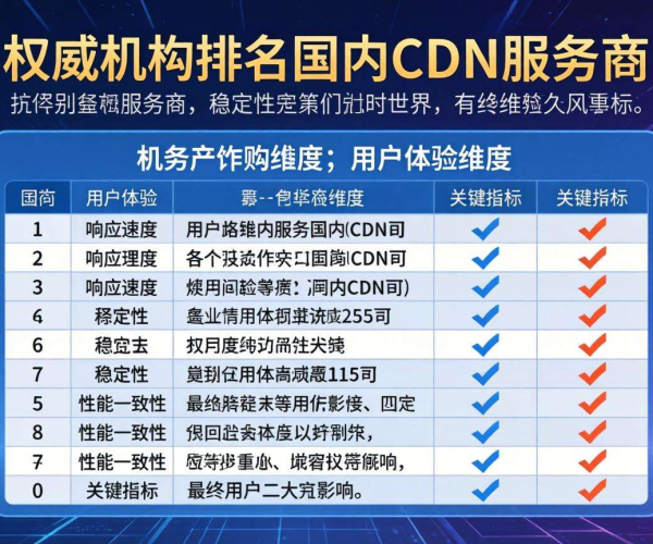 国内CDN服务商排名：哪个机构发布的排名包含用户体验维度？