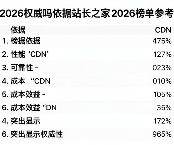 2026 CDN推荐排行榜权威吗？依据何在？站长之家榜单参考价值解析