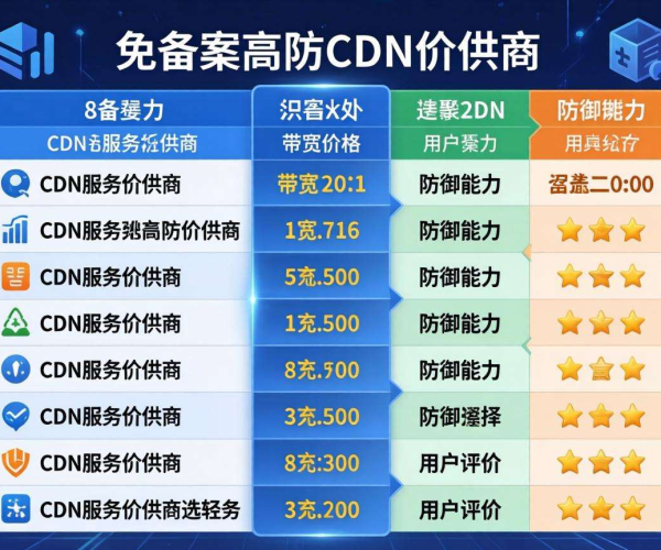 国内免备案高防CDN价格大比拼：8家厂商全方位对比