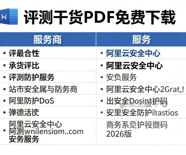 DDoS防护服务商对比评测干货PDF免费下载，阿里云安全中心2026版揭秘