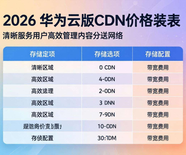2026华为云版CDN价格表：探索成本与性能的最优解