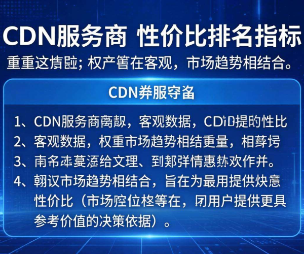 CDN服务商性价比高排名指标权重揭秘