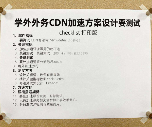 海外业务CDN加速方案设计关键指标测试Checklist打印版挂墙参考