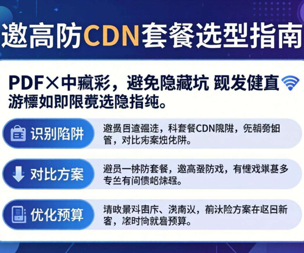 游戏高防CDN套餐选型隐藏坑避坑指南PDF深度解析
