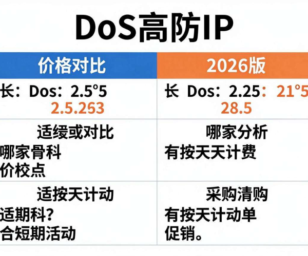 2026版DDoS高防IP按天计费对比，短期活动促销采购清单出炉