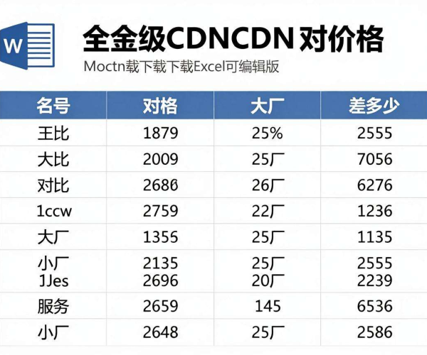 企业级CDN价格：大厂与小厂差距几何？服务对比表格Excel可编辑版下载