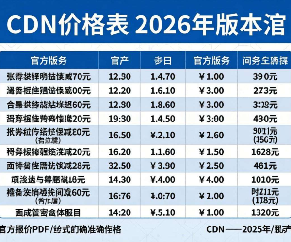 2026年CDN价格表官方报价PDF下载途径揭秘