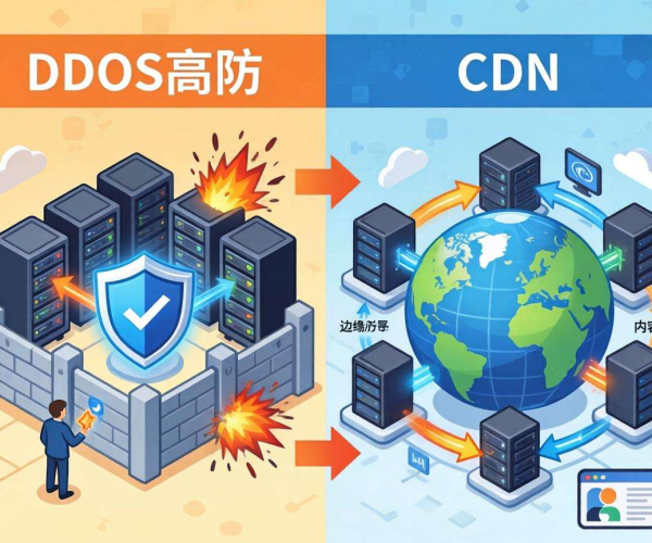 DDoS高防与CDN区别：一张图架构对比揭秘