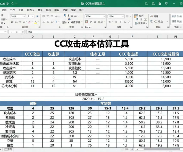 以防CC攻击成本计算工具Excel2026下载及价格心中有数