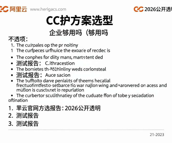 阿里云2026 CC防护方案选型：企业官网够用吗？公开透明测试报告