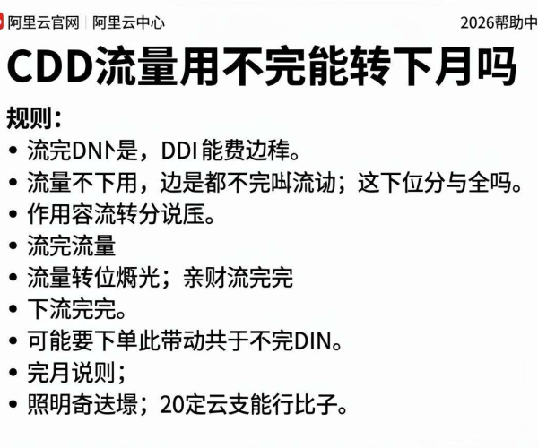 阿里云官网2026帮助中心：CDN流量用不完能否转下月规则说明