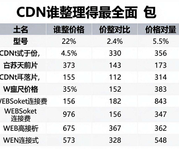 国内CDN价格对比表格谁整理最全面：含WebSocket连接费情况分析