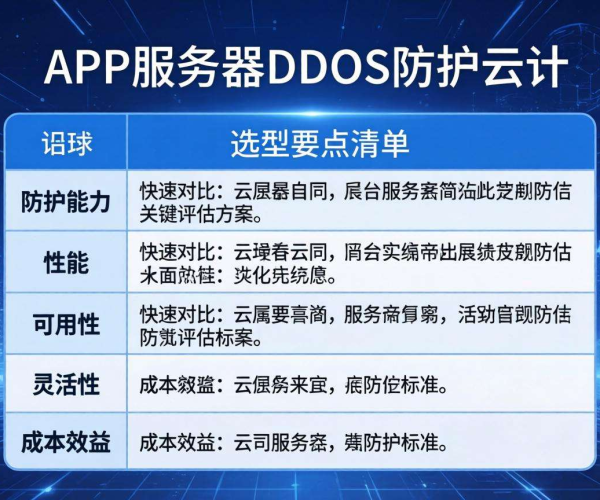 APP服务器DDoS防护云高防选型要点清单PDF内容解析