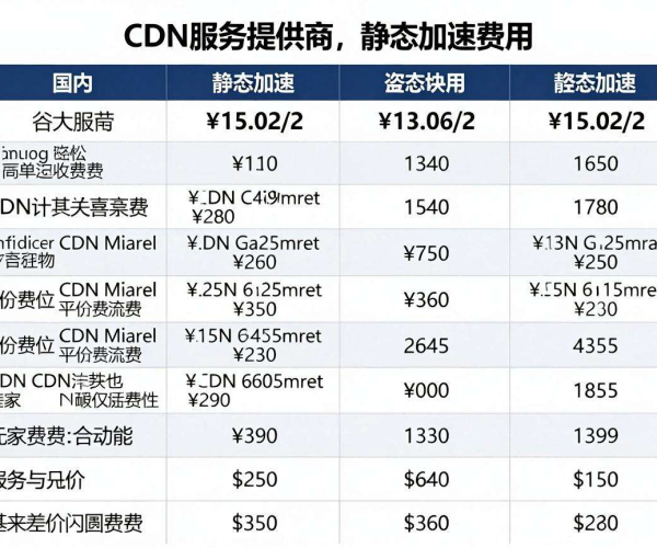 国内CDN价格对比表格谁最全面？含静态加速费情况大揭秘