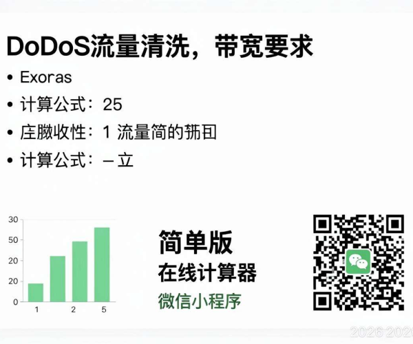 DDoS流量清洗带宽要求计算公式简单版在线计算器微信小程序码扫码2026