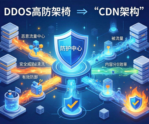 DDoS高防与CDN区别：一张图秒懂两者架构差异