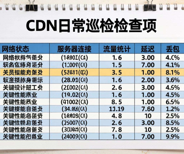 CDN日常巡检检查项清单表格涵盖内容及重要性解析