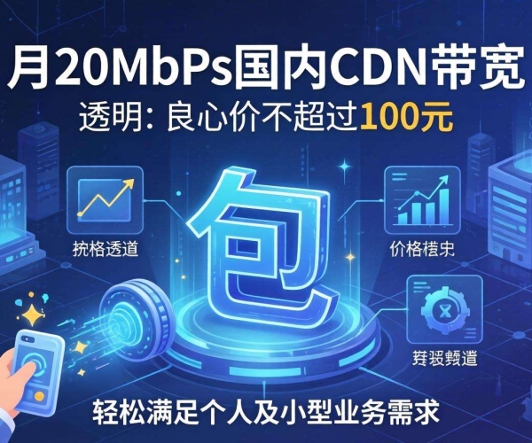 国内CDN带宽包月20Mbps，良心价竟不超100元！