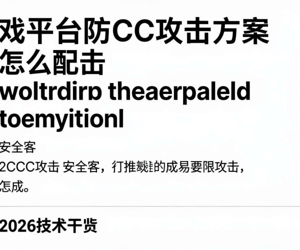 游戏平台防CC攻击方案配置教程:2026安全客技术干货揭秘