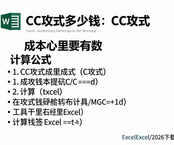 以防CC攻击:成本计算心里有数,Excel2026计算公式工具下载
