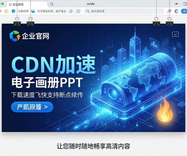 企业官网CDN加速：电子画册PPT下载快且支持断点续传