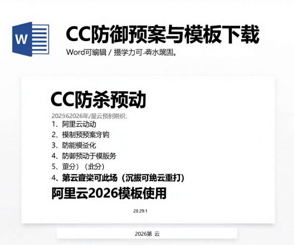 2026阿里云秒杀活动CC防御预案模板下载 Word可编辑即用