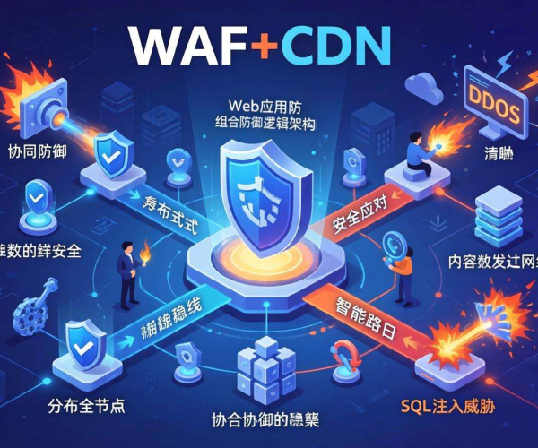 WAF与CDN组合防御逻辑架构图：构建网络安全坚固防线