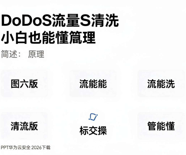 DDoS流量清洗原理简述:小白也能懂图文版PPT,华为云安全2026下载