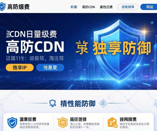高防CDN按量计费，高防独享IP为网站安全保驾护航