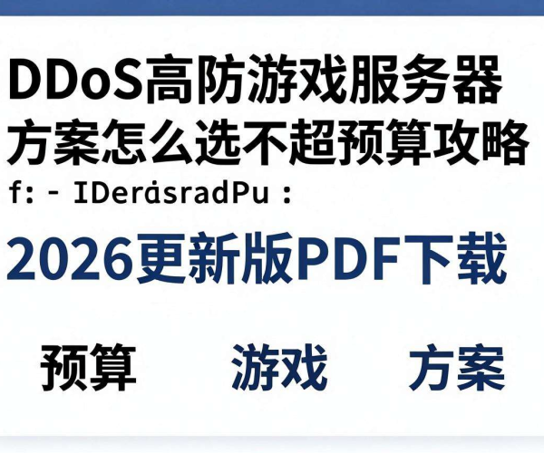 DDoS高防游戏服务器方案怎么选不超预算攻略2026更新版PDF下载